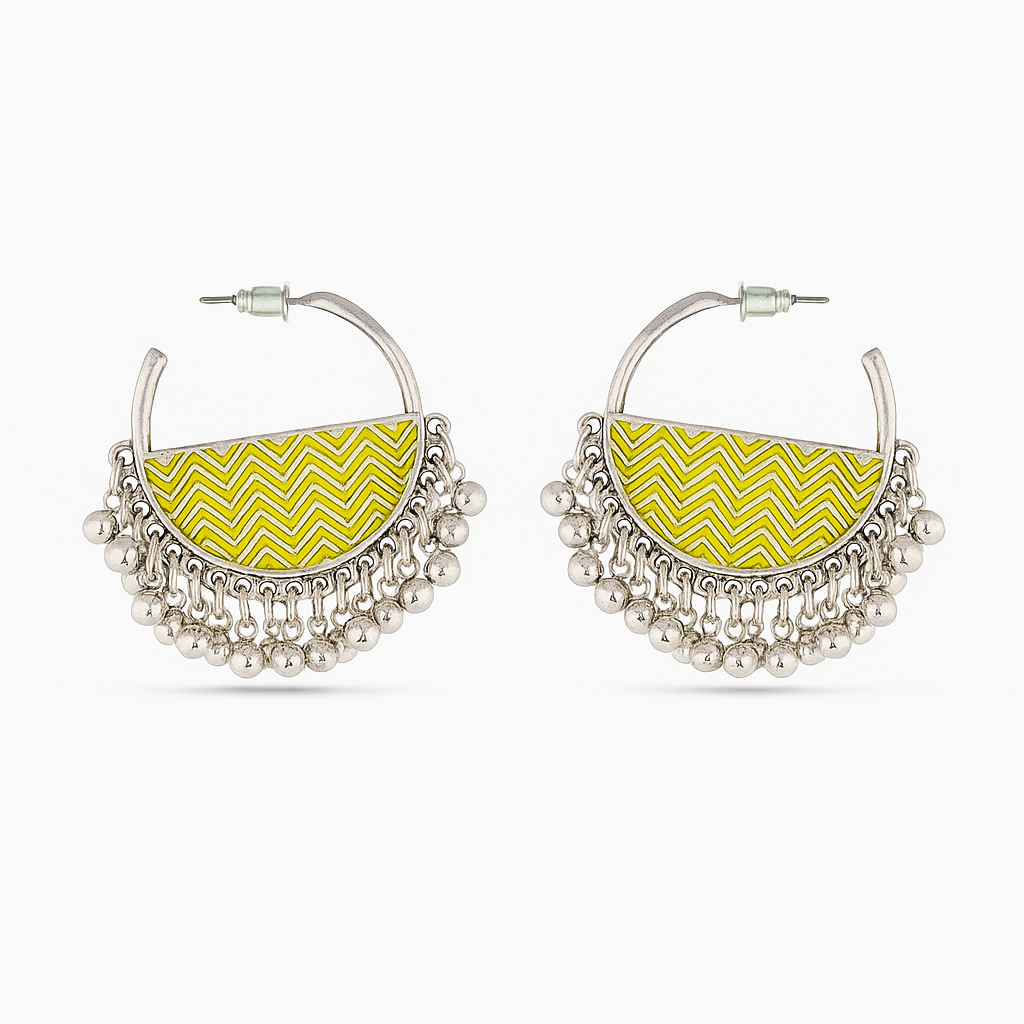 Mustard Enamel Hoop Earrings