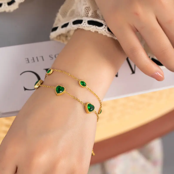Emerald Hearts Bracelet
