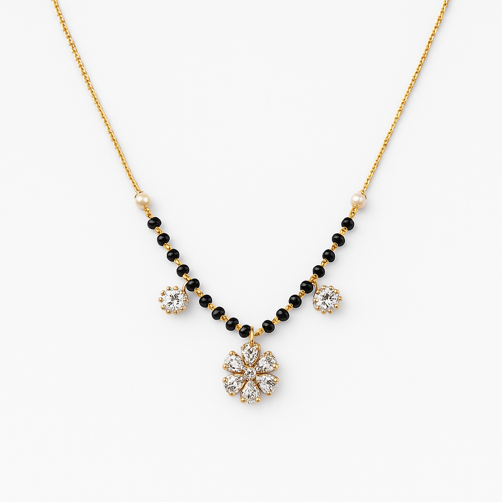 Vaidehi (वैदेही) – Three-Stone Cluster Mangalsutra