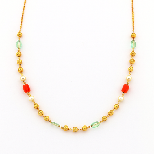 Drishti - Coral Mist Bead Necklace Set