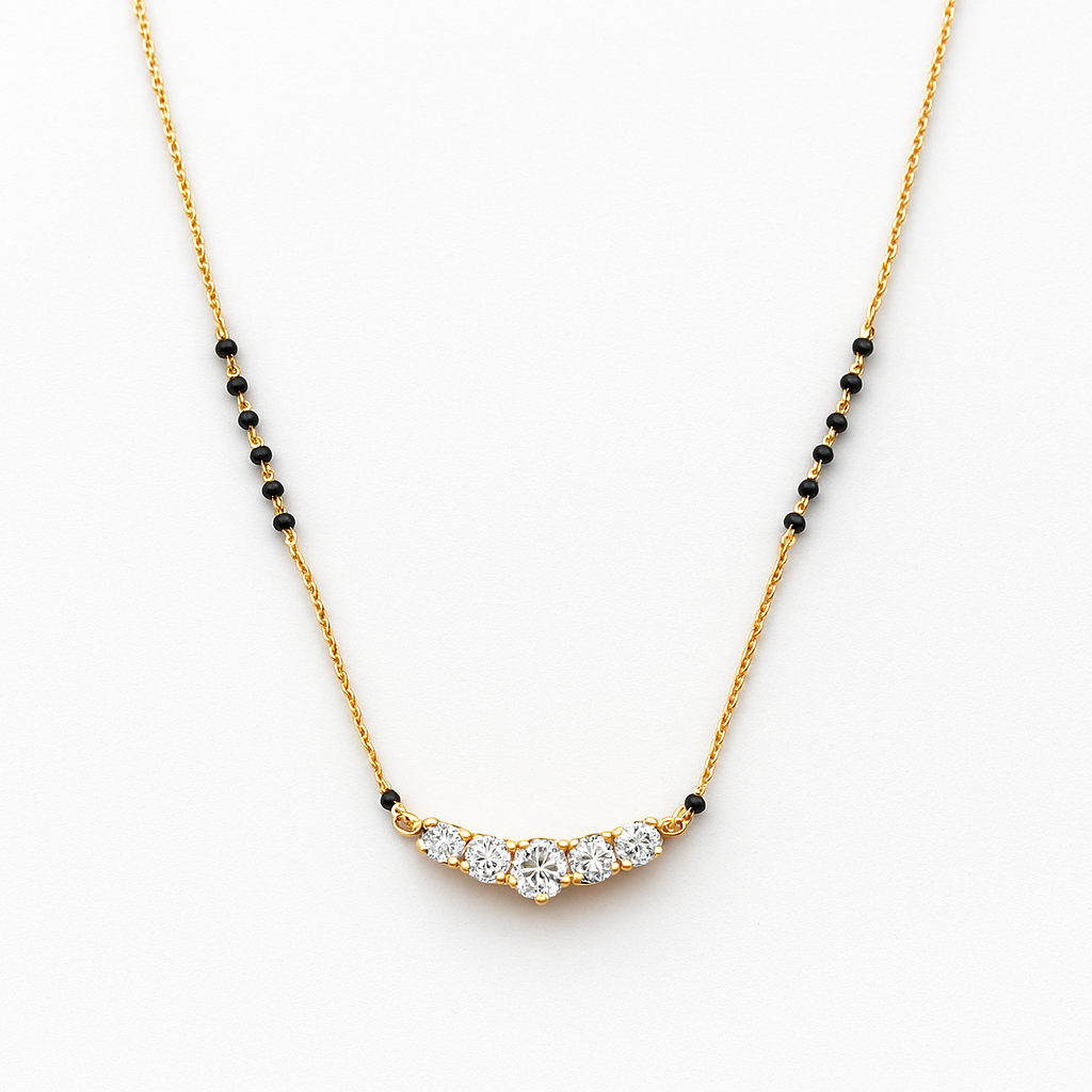 Tara (तारा) – Curved Pendant Mangalsutra with Stones