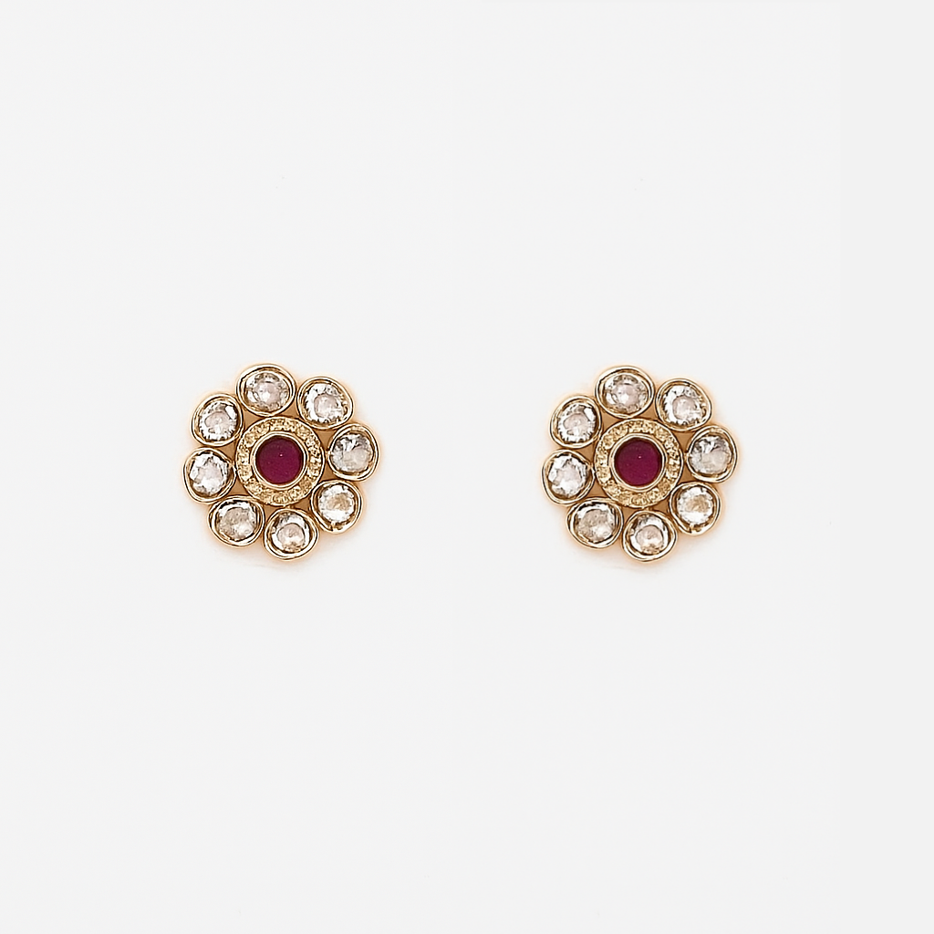 Ambika - Floral Radiant Stud Earrings (Pink)