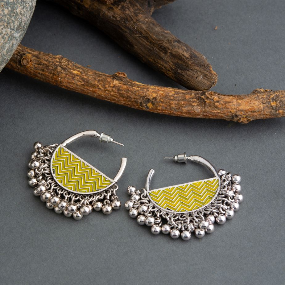 Mustard Enamel Hoop Earrings