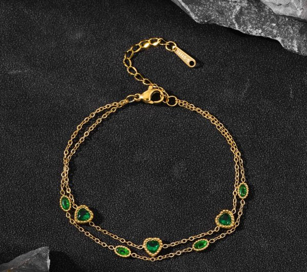 Emerald Hearts Bracelet