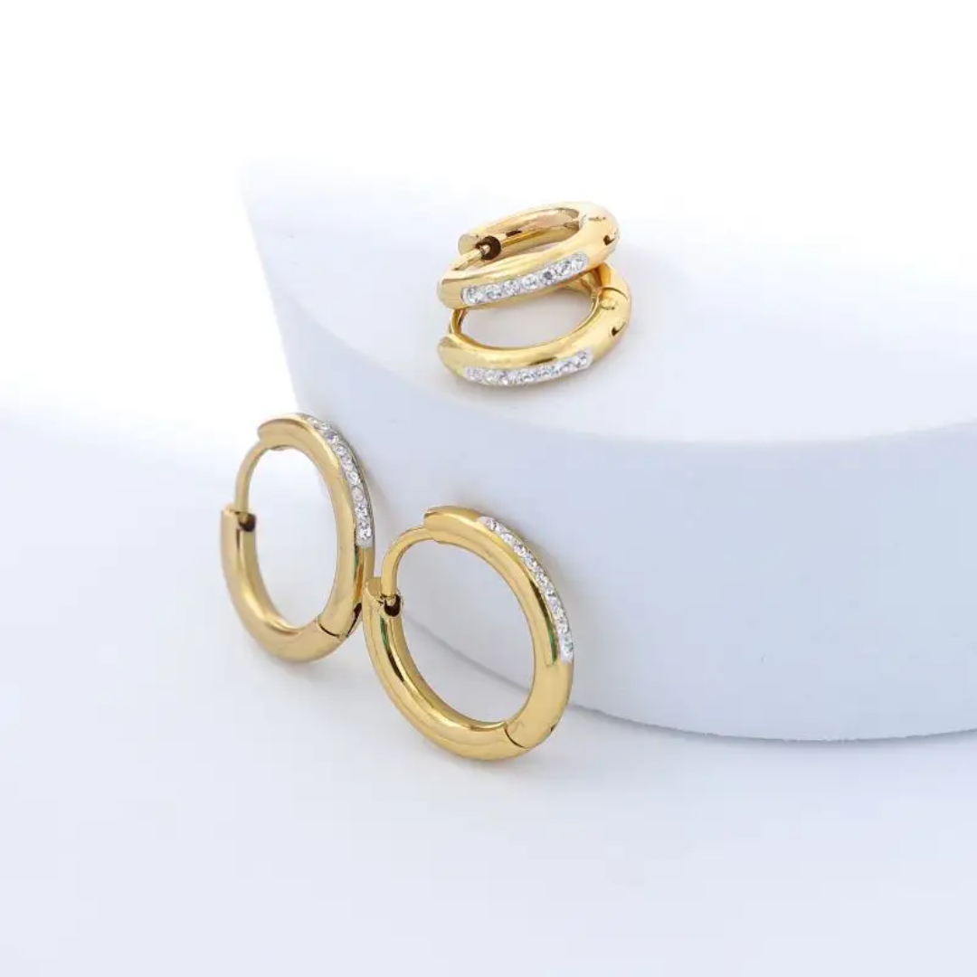 Dainty Diamond Studded Hoops - Small