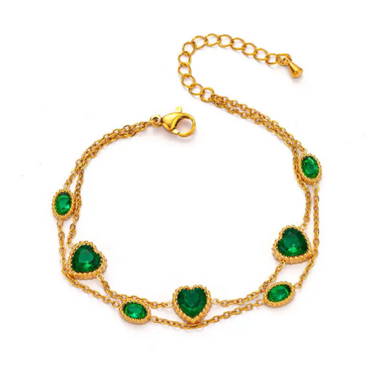 Emerald Hearts Bracelet