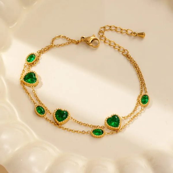 Emerald Hearts Bracelet