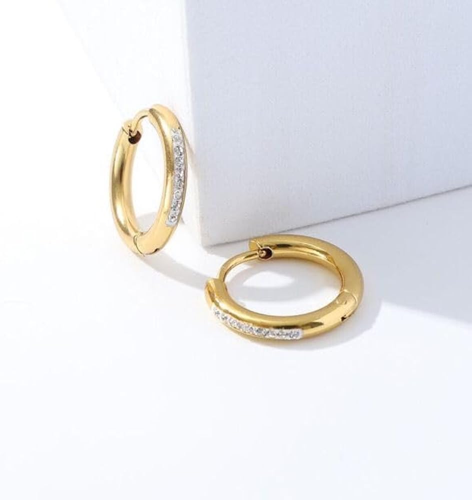 Dainty Diamond Studded Hoops - Small