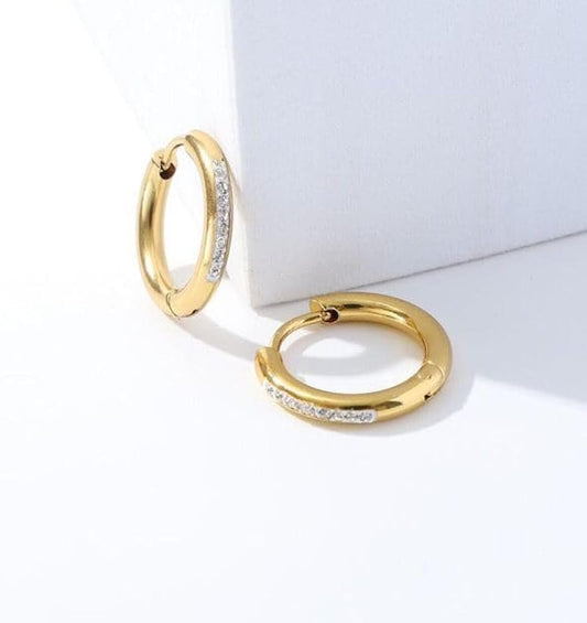 Dainty Diamond Studded Hoops - Medium