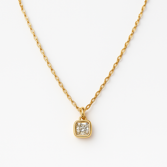 Dainty Square Diamond Necklace