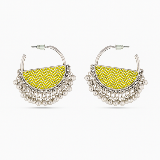 Mustard Enamel Hoop Earrings