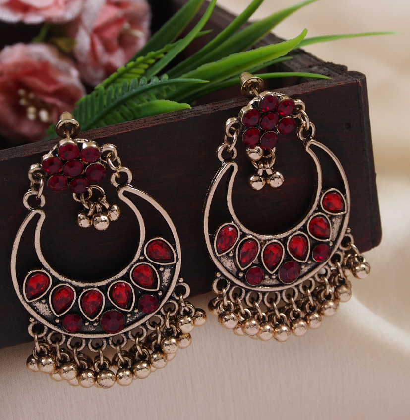 Red Crescent Hoop Earrings