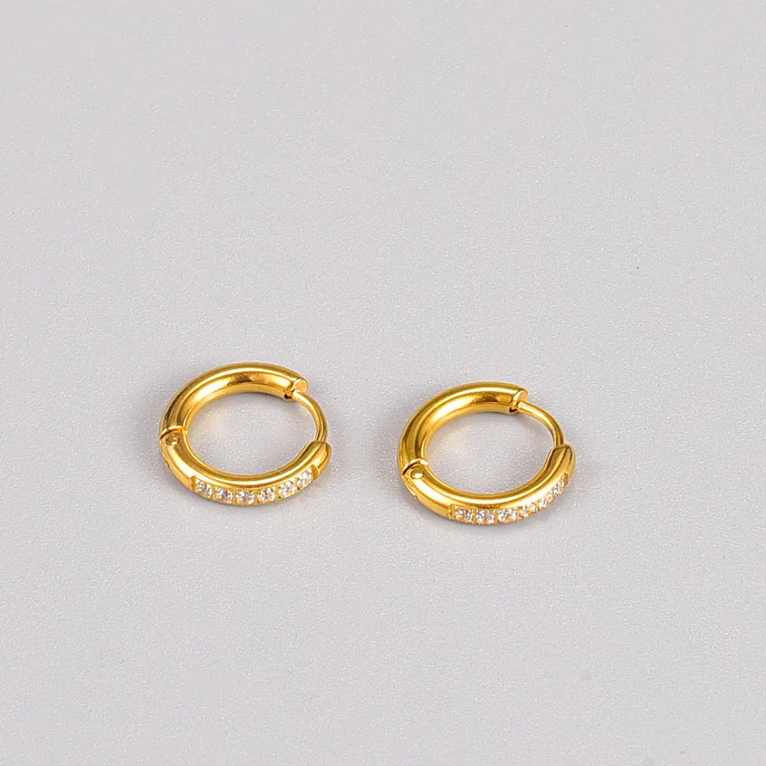 Dainty Diamond Studded Hoops - Medium