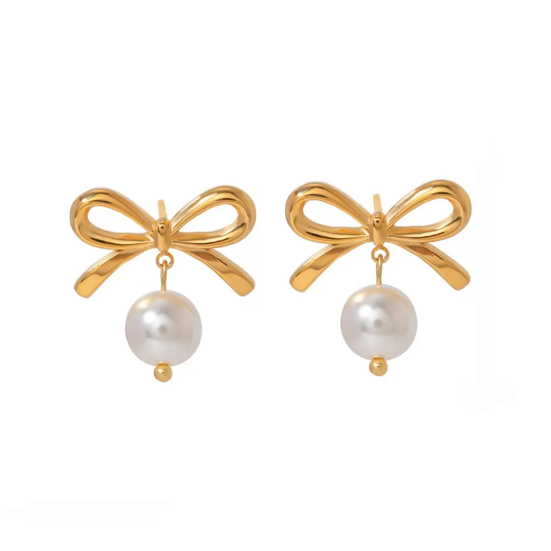 Madeline Bow Pearl Earrings