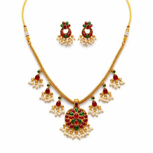 Isha – Temple Pearl Drop Necklace Set