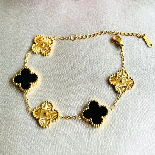 Black and Gold Clover Bracelet