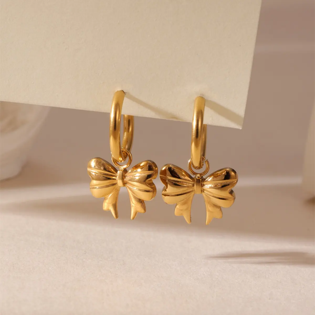 Bow Charm Hoops