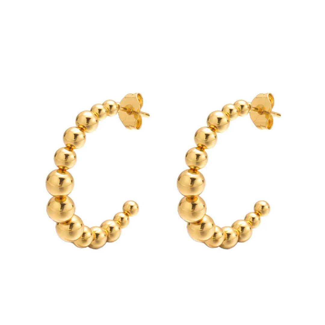 Gold Beaded Hoops