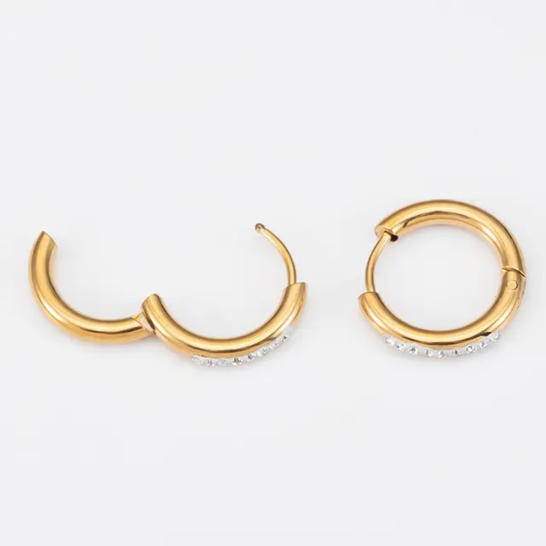 Dainty Diamond Studded Hoops - Medium