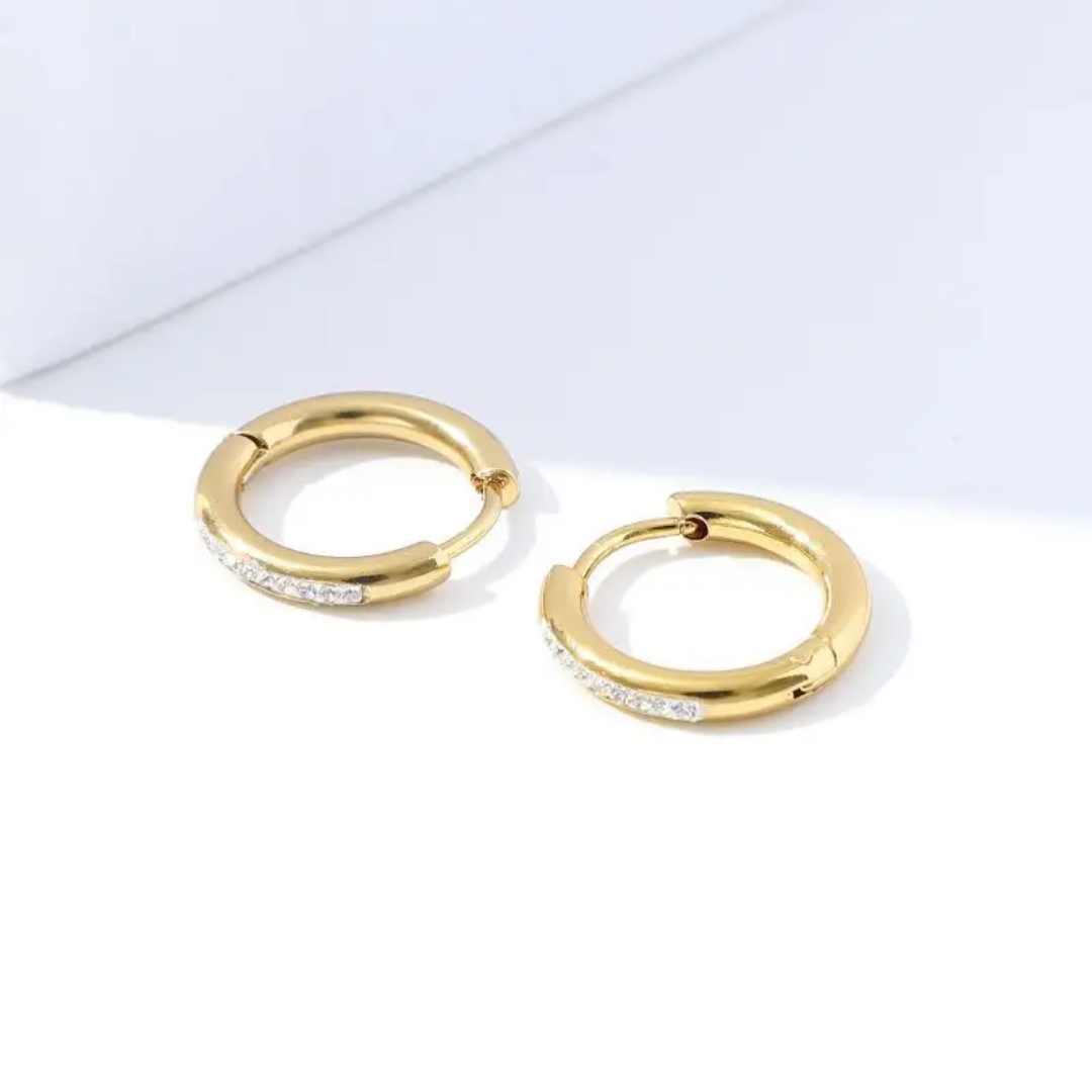 Dainty Diamond Studded Hoops - Medium