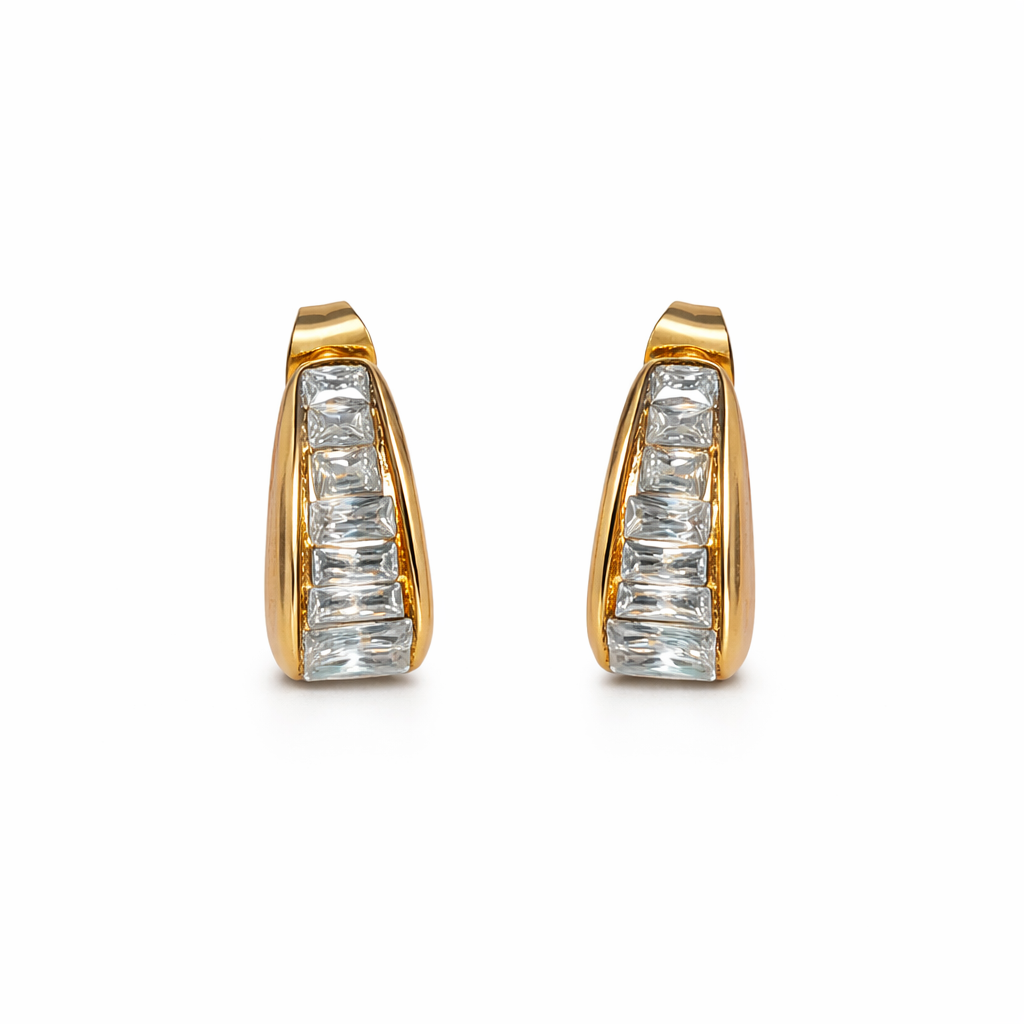 Crystal Curve Huggies Earrings