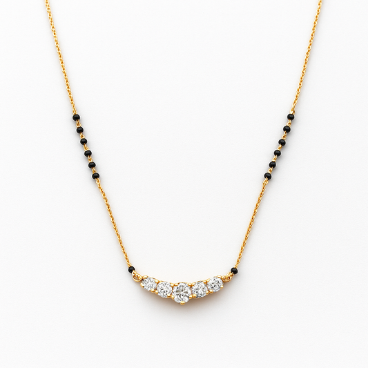 Tara (तारा) – Curved Pendant Mangalsutra with Stones