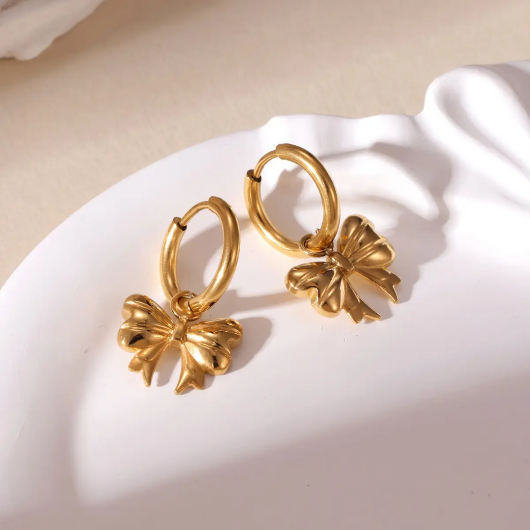Bow Charm Hoops