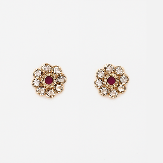 Ambika - Floral Radiant Stud Earrings (Pink)