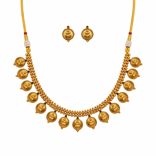 Shravani – Antique Coin Drop Mala Necklace Set