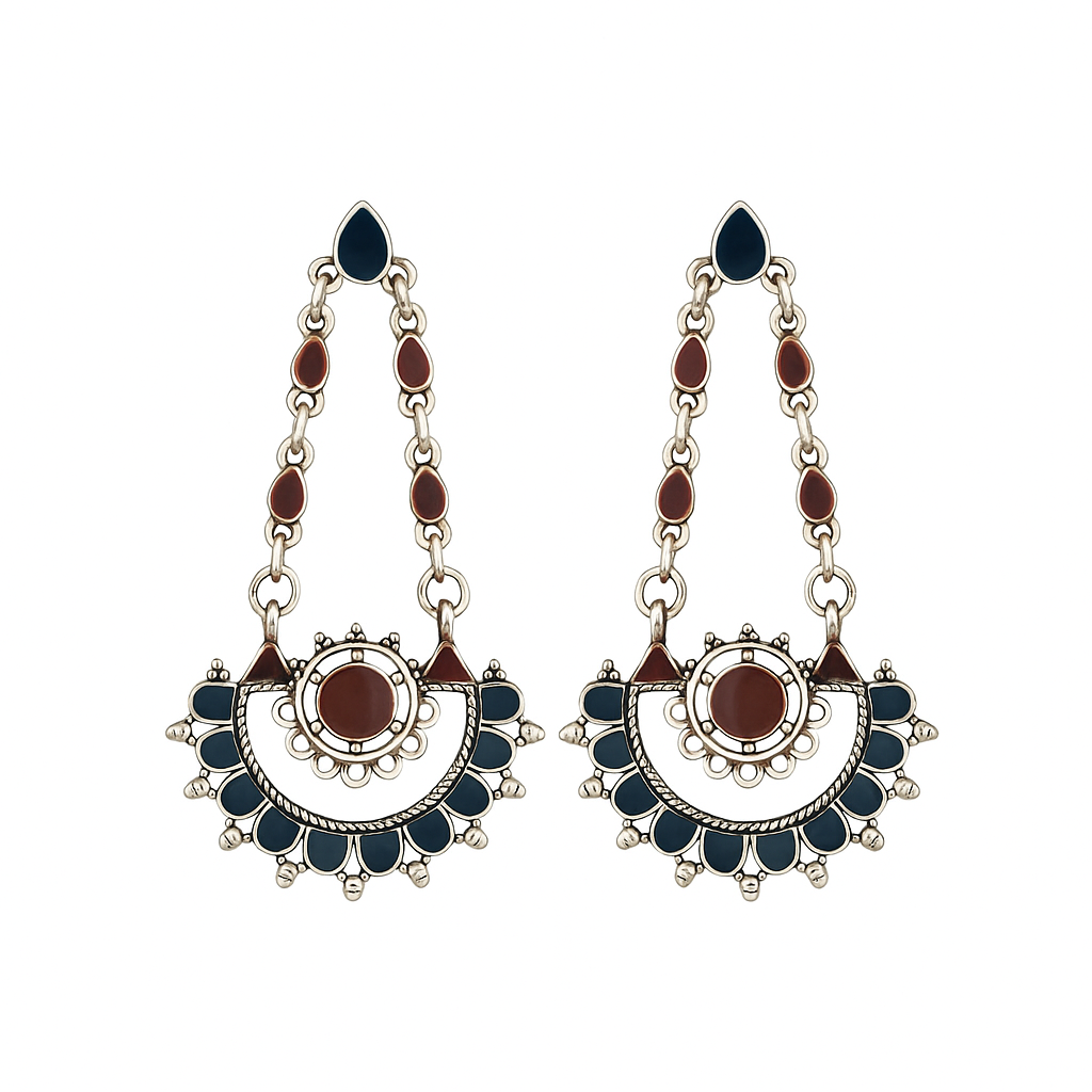 Blue Crescent Dangler Earrings