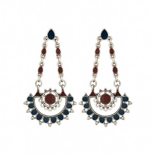 Blue Crescent Dangler Earrings