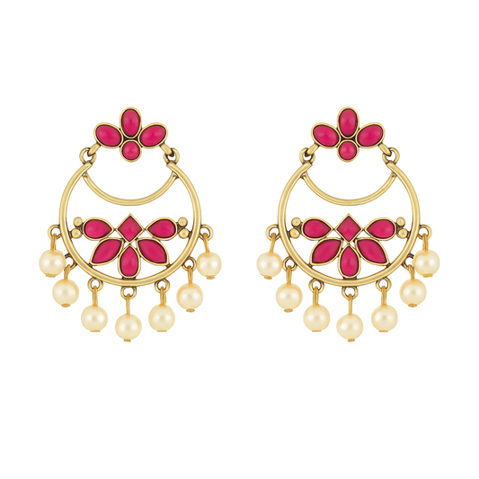 Pink Floral Hoop Earrings