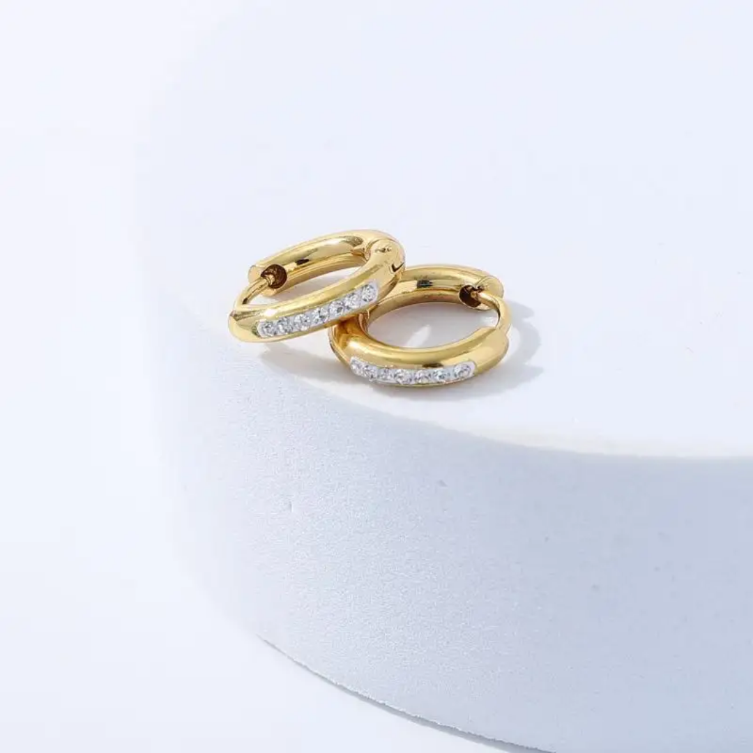 Dainty Diamond Studded Hoops - Medium