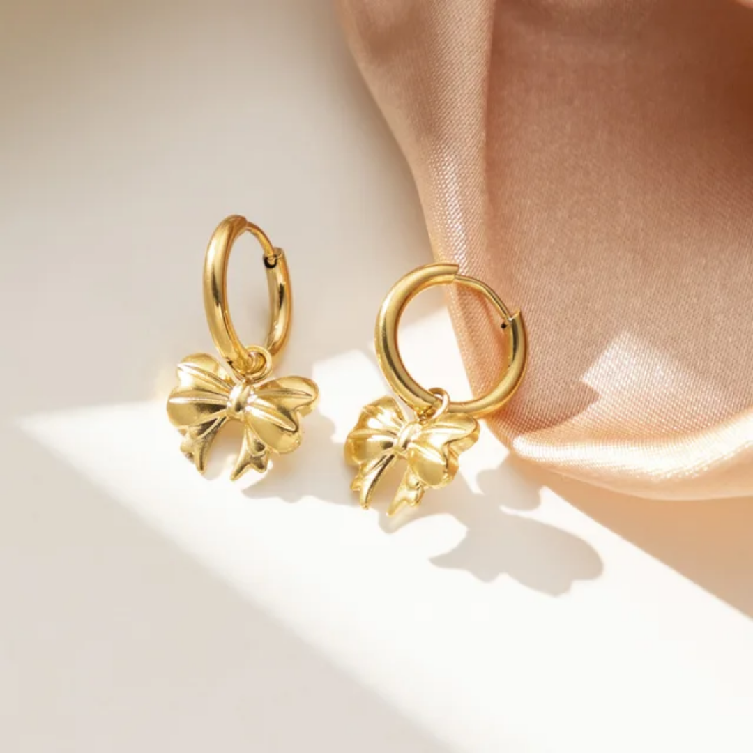Bow Charm Hoops