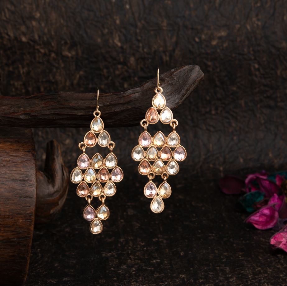 Crystal Cluster Drop Earrings