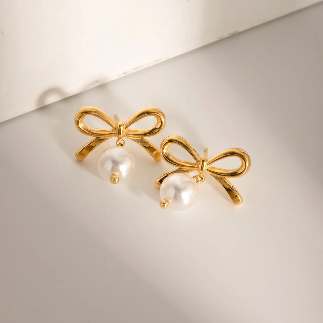 Madeline Bow Pearl Earrings